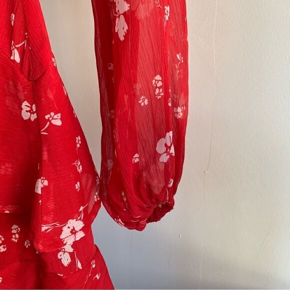 NORDSTROM RED FLORAL MINI DRESS - Picture 9 of 16